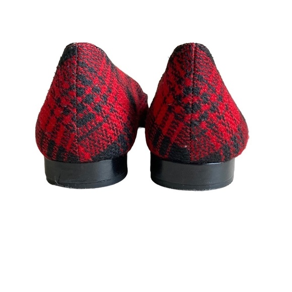 Talbots Red/Black Plaid Pointy Toed Ballet Flats - Picture 9 of 13